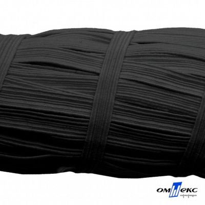 Резиновые нити с текстильным покрытием, шир. 6 мм (55 м/уп), цв.-черный - купить в Кирове. Цена: 210.75 руб.