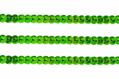 Пайетки "ОмТекс" на нитях, CREAM, 6 мм С / упак.73+/-1м, цв. 94 - зеленый - купить в Кирове. Цена: 297.48 руб.