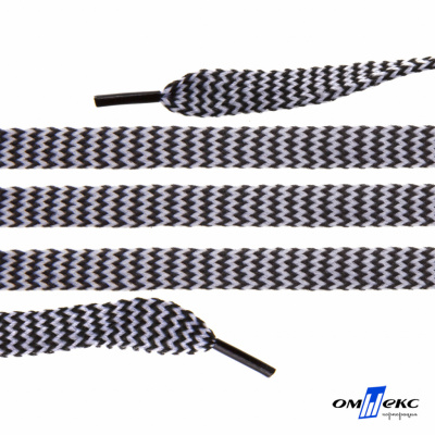 Шнурки #107-07, плоские 130 см, двухцветные цв.серый/чёрный - купить в Кирове. Цена: 23.03 руб.