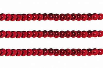 Пайетки "ОмТекс" на нитях, SILVER-BASE, 6 мм С / упак.73+/-1м, цв. 3 - красный - купить в Кирове. Цена: 468.37 руб.