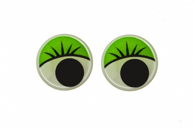 Глазки для игрушек, круглые, с бегающими зрачками, 15 мм/упак.50+/-2 шт, цв. -зеленый - купить в Кирове. Цена: 113.01 руб.