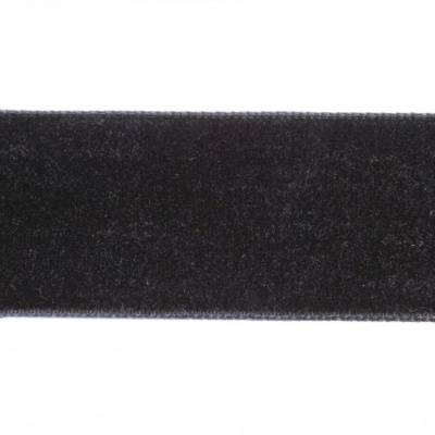 Лента бархатная нейлон, шир.25 мм, (упак. 45,7м), цв.03-черный - купить в Кирове. Цена: 800.84 руб.
