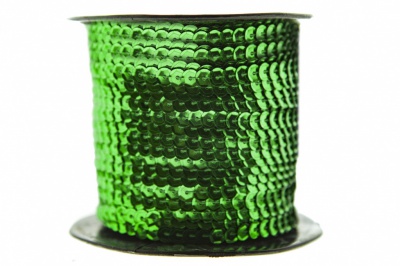 Пайетки "ОмТекс" на нитях, SILVER-BASE, 6 мм С / упак.73+/-1м, цв. 4 - зеленый - купить в Кирове. Цена: 484.77 руб.