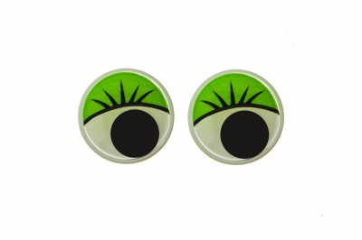Глазки для игрушек, круглые, с бегающими зрачками, 12 мм/упак.50+/-2 шт, цв. -зеленый - купить в Кирове. Цена: 95.04 руб.