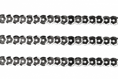 Пайетки "ОмТекс" на нитях, SILVER-BASE, 6 мм С / упак.73+/-1м, цв. 1 - серебро - купить в Кирове. Цена: 468.37 руб.