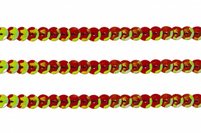 Пайетки "ОмТекс" на нитях, CREAM, 6 мм С / упак.73+/-1м, цв. 96 - красный - купить в Кирове. Цена: 484.77 руб.