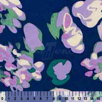 Штапель принт (100% вискоза) D4,C3, 110 гр/м2, шир.140см, принт цветы/василёк - купить в Кирове. Цена 346.50 руб.