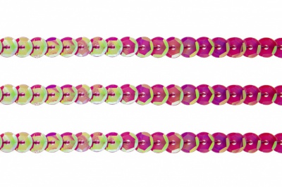 Пайетки "ОмТекс" на нитях, CREAM, 6 мм С / упак.73+/-1м, цв. 89 - розовый - купить в Кирове. Цена: 468.37 руб.