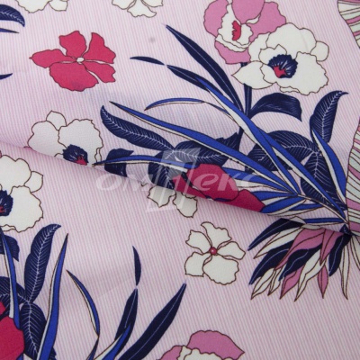 Плательная ткань "Фламенко" 18.1, 80 гр/м2, шир.150 см, принт растительный - купить в Кирове. Цена 239.03 руб.