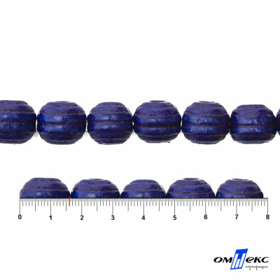 0309-Бусины деревянные "ОмТекс", 16 мм, упак.50+/-3шт, цв.006-синий - купить в Кирове. Цена: 62.22 руб.